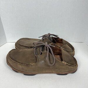 Olukai Ohana Lace Up Nubuck Men's Size 12 Slip-On Shoes Brown